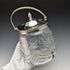 Around 1930 British vintage cut glass biscuit barrel silver plate lid 1048g